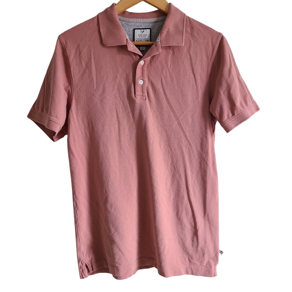 Denver Hayes Modern Fit Classic Short Sleeve Polo Shirt Faded Red Pink Men Small